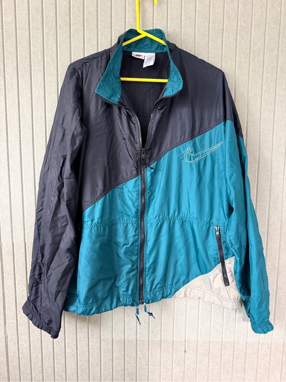 Nike Teal, Black and Cream Colorblock Windbreaker Jacket
